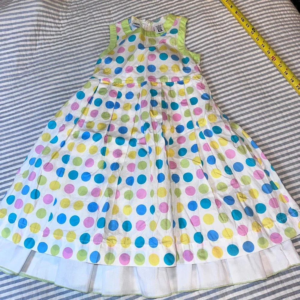 Parisian Kids Girls Size 6 Polka Dot Sleeveless Cotton Dress Multi-Color White